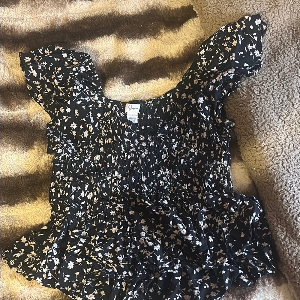 Black Floral Women's Top